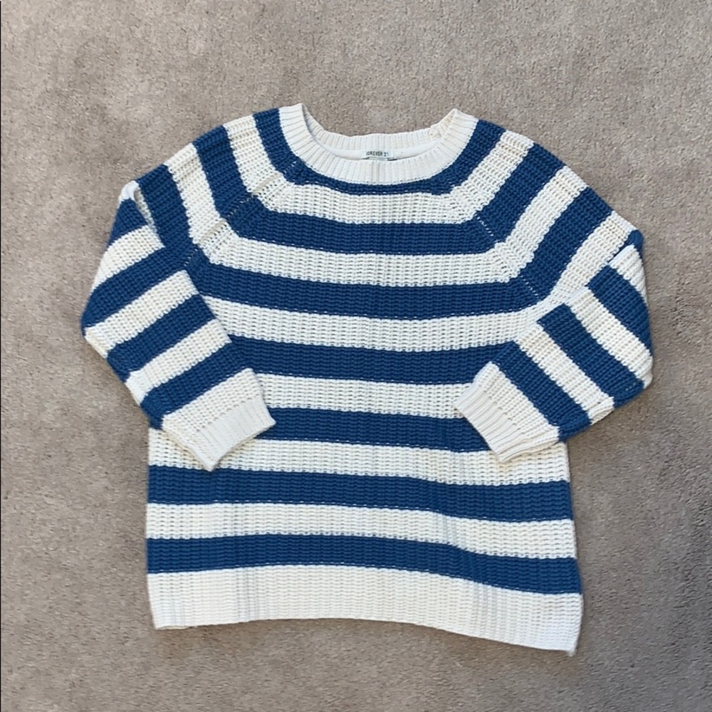Blue and white striped sweater